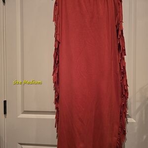 Elegant Red Fringe Skirt